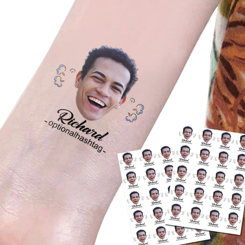 20pcs Personalized Birthday Wedding Bachelor Party Favor Temporary Stickers Tattoo, Custom Face Temporary Tattoos With Face and Name, Gift for Groom Fiance, Gift for Husband Boyfriend Men Him