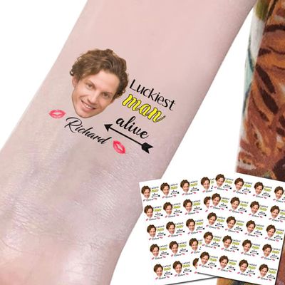 20pcs Personalized Birthday Wedding Bachelor Party Temporary Stickers Tattoo, Party Favor, Custom Face Temporary Tattoos With Face and Name, Gift for Groom Fiance, Gift for Men Husband Boyfriend Him