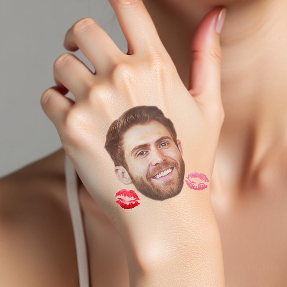20pcs Temporary Stickers Tattoo Personalized Gift for Birthday Wedding Bachelor Party Favor, Custom Face Temporary Tattoos, Gift for Husband Boyfriend Men Dad Birthday Party Decorations Supplies