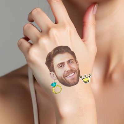 20pcs Custom Gift for Husband Boyfriend Men Face Tattoos, Personalized Fake Tattoos for Groom Wedding Bachelorette Party, Funny Birthday Party Gifts, Temporary Tattoos for Men Women Birthday Gift