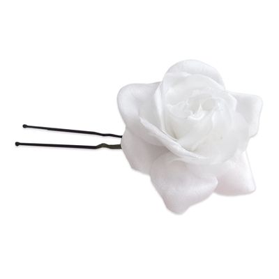 1 pc Handmade Gardenia Hair Pin Lapel pin Bridal Hairpiece White Wedding Flower Headpiece
