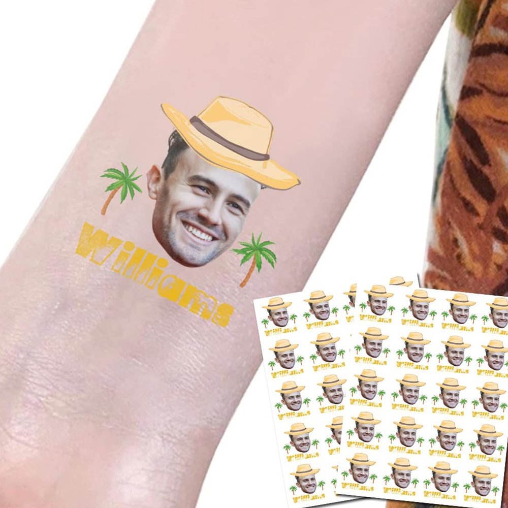 20pcs Personalized Birthday Wedding Bachelor Party Temporary Stickers Tattoo, Custom Face Temporary Tattoos With Face and Name, Birthday Gift for Men Husband Boyfriend Him Groom Fiance