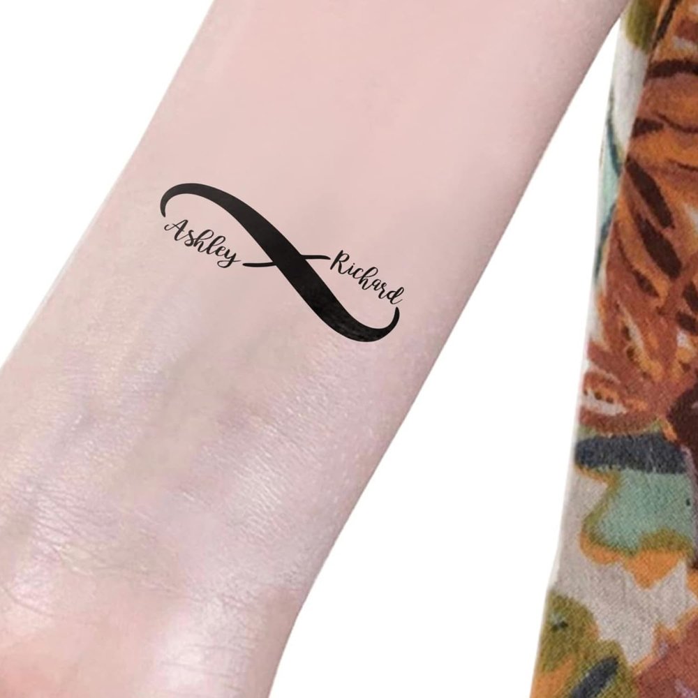 20pcs Custom Couple Romantic Gift Temporary Tattoos, Name Stickers Tattoos with Infinity Symbol, Boyfriend I Love You Gift for Husband Wife Anniversary Wedding, Husband Birthday Boyfriend Gift Men
