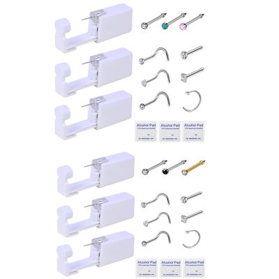 6 PACK NOSE PIERCING KIT