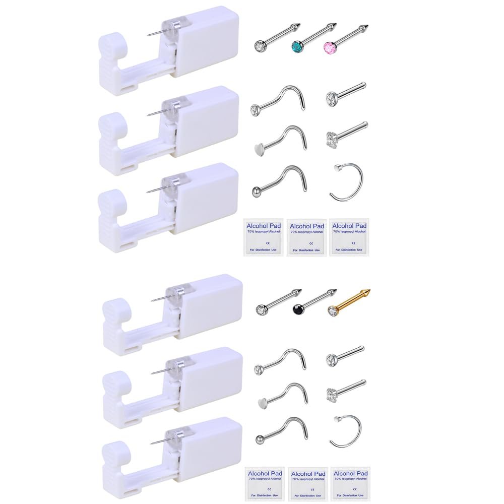 6 PACK NOSE PIERCING KIT