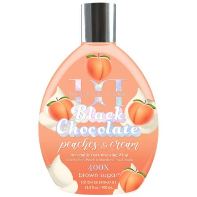 Brown Sugar Peaches & Cream 400X Double Dark Black Chocolate Bronzing Whip Tanning Lotion  Ultra Rich Skin Softening Formula for Deep, Long-Lasting Color  13.5 oz