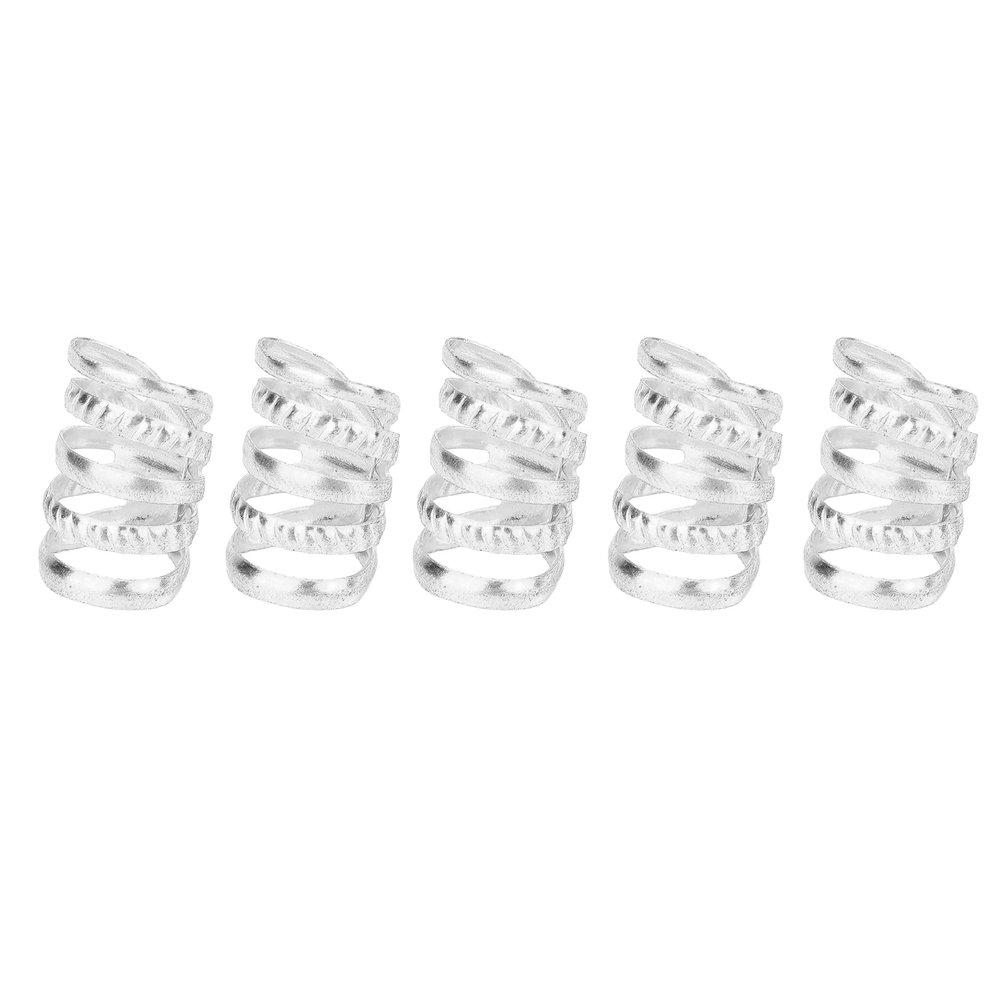 01 02 015 Bead Dreadlocks, Multipurpose Strong Spring Hair Cuffs Retro Style Viking for Weeding for Party(Silver)