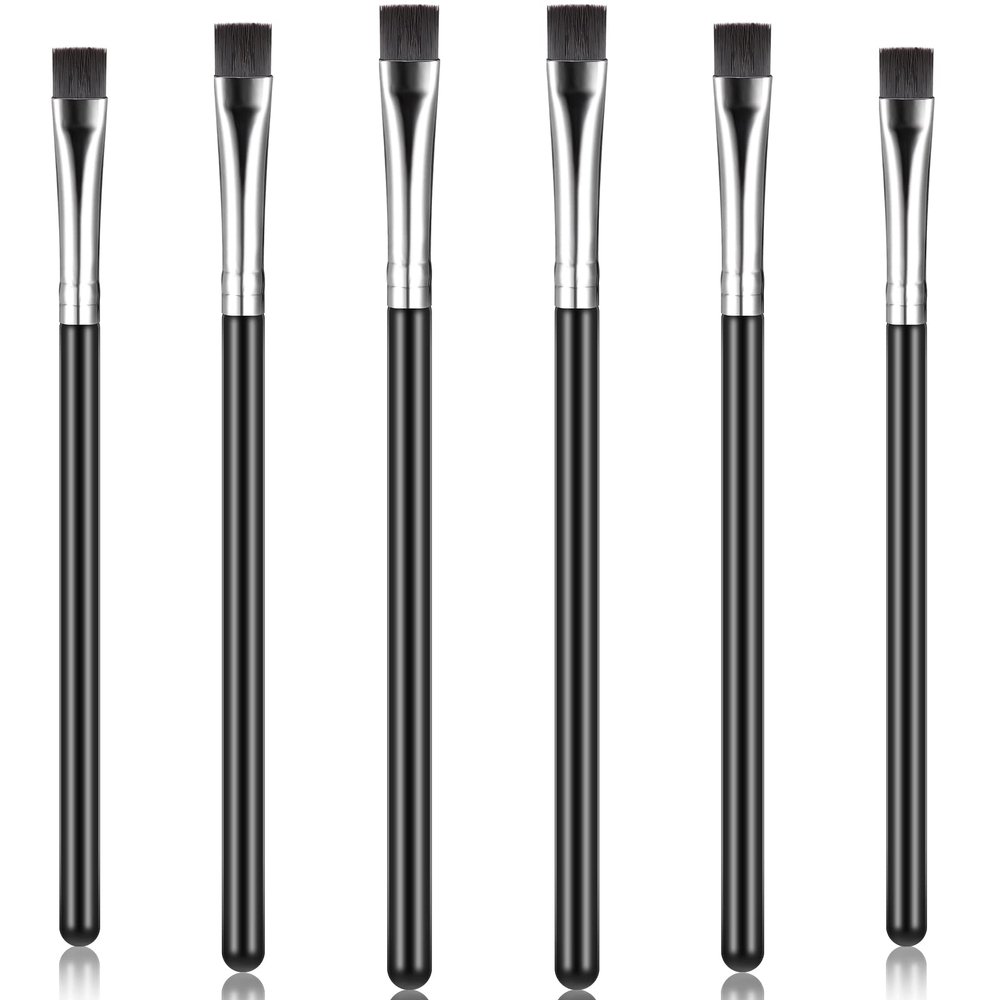 6 Pieces Flat Eyeliner Eyebrow Concealer Brush Small Flat Definer Brow Flat Concealer Brush Firm Stiff Eyeshadow Brush Synthetic Bristle Precision Lash Liner for Defining Shaping Eyebrows Makeup