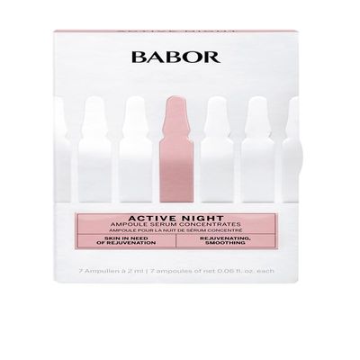 BABOR Active Night Ampoule Serum Concentrates, Hyaluronic Acid, Hydrating Night Treatment for Dry and Damaged Skin, Moisturizing 7 Day Treatment