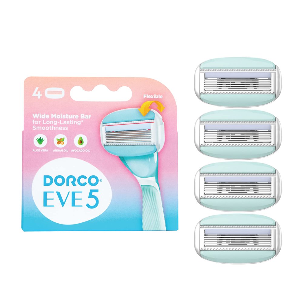 DORCO EVE5 Razor for Women, 1 Razor Handle and 4 Long-Lasting Blade Refills