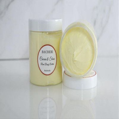 Cocoa and Shea Raw Body Butter for 24hour Intense Hydration and Moisturizing Pure Cocoa and Shea Butter for Nourishing Body Care