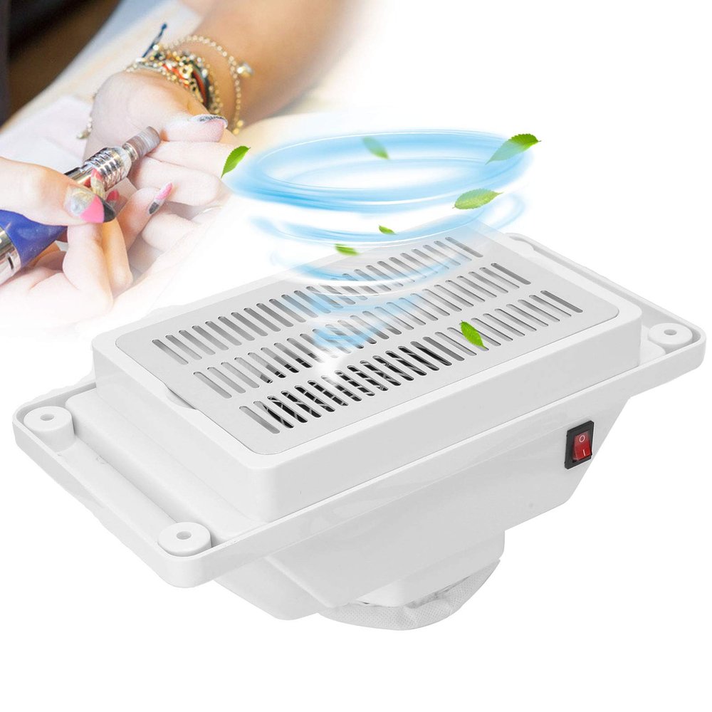 YUYTE Nail Dust Collector, 6w Quiet Table Nail Vacuum Cleaner, Collect the Nails Produced During Polishing Manicure Pedicure Tool Nail Dust Collector Device with Fan for Nail Salon White