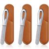 3 Pieces Stainless Steel Nail Files with Leather Case Double Sided Nail Files Non Slip Handle Grit Diamond Fingernail File Easily Grinding Metal Nail File Emery Boards for Natural Nails (Brown) view 1