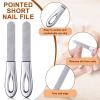 3 Pieces Stainless Steel Nail Files with Leather Case Double Sided Nail Files Non Slip Handle Grit Diamond Fingernail File Easily Grinding Metal Nail File Emery Boards for Natural Nails (Brown) view 2