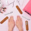 3 Pieces Stainless Steel Nail Files with Leather Case Double Sided Nail Files Non Slip Handle Grit Diamond Fingernail File Easily Grinding Metal Nail File Emery Boards for Natural Nails (Brown) view 3