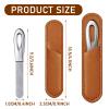 3 Pieces Stainless Steel Nail Files with Leather Case Double Sided Nail Files Non Slip Handle Grit Diamond Fingernail File Easily Grinding Metal Nail File Emery Boards for Natural Nails (Brown) view 4