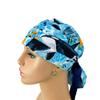 Turn Up Ponytail Medical Scrub Cap - Killer Orca Whales Swimming. Bouffant Scrub Hats, Unisex Surgical Caps, Dr. Hats, Nurses Hats. Scrub Hat for Women & Men tie Back | Working Cap with Holder view 4