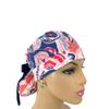 Turn Up Ponytail Medical Scrub Cap - Interplay Paisleys. - Ponytail Scrub Hats, Bouffant, Unisex Surgical Caps, Dr. Hats, Nurses Hats. Scrub Hat for Women & Men tie Back | Working Cap with Holder view 2