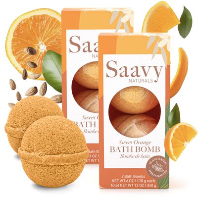 Bath Bombs Saavy Naturals - Clean, Plant Based Ingredients- Made in USA| Organic Bath Bombs 2 Pack Gentle Moisturizig Formula, Foaming Fizz Bubbles, Gift for Women and Kids, 6 Oz Each, 2 Pack