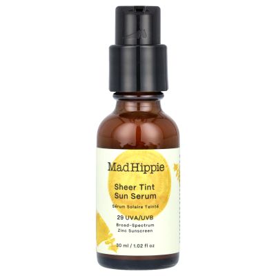 Mad Hippie Sheer Tint (Medium/Dark) SPF 29+ Sun Serum, Vitamin C & Hyaluronic Acid, Zinc Oxide Sunscreen, Reef-Safe, 1.02 Oz