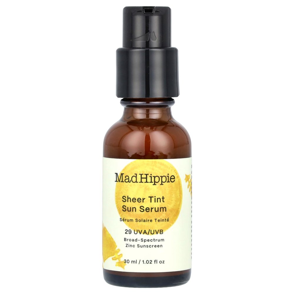 Mad Hippie Sheer Tint (Medium/Dark) SPF 29+ Sun Serum, Vitamin C & Hyaluronic Acid, Zinc Oxide Sunscreen, Reef-Safe, 1.02 Oz
