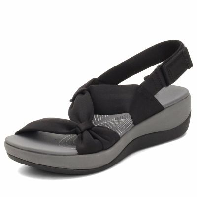 Comfortable Wedge Sandals for Women Novelty Casual Soft Straps Hook and Loop Open Toe Platform Sandals Summer Lightweight Breathable Outdoor Shoes Black