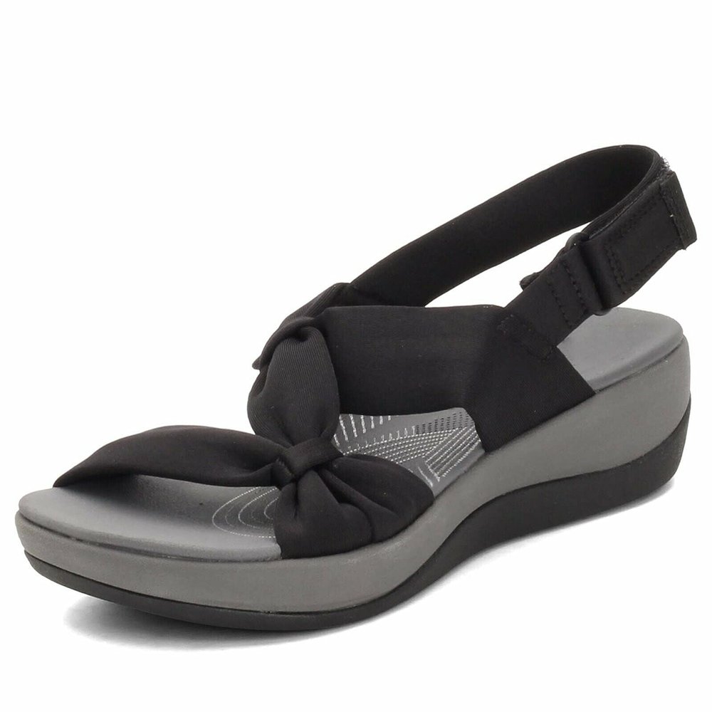 Comfortable Wedge Sandals for Women Novelty Casual Soft Straps Hook and Loop Open Toe Platform Sandals Summer Lightweight Breathable Outdoor Shoes Black