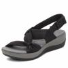 Comfortable Wedge Sandals for Women Novelty Casual Soft Straps Hook and Loop Open Toe Platform Sandals Summer Lightweight Breathable Outdoor Shoes Black view 1