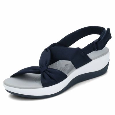 Comfortable Wedge Sandals for Women Novelty Casual Soft Straps Hook and Loop Open Toe Platform Sandals Summer Lightweight Breathable Outdoor Shoes Blue