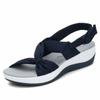 Comfortable Wedge Sandals for Women Novelty Casual Soft Straps Hook and Loop Open Toe Platform Sandals Summer Lightweight Breathable Outdoor Shoes Blue view 1
