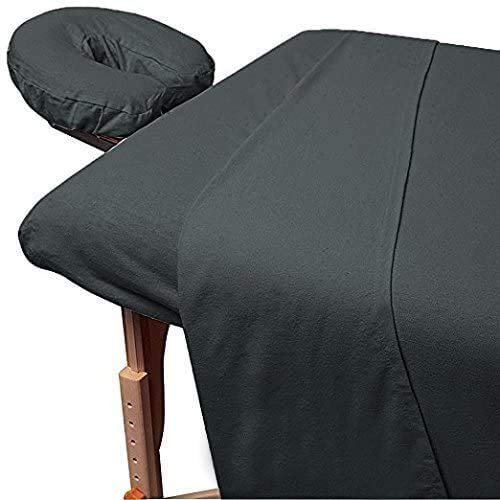 Dazzles Collection Massage Table Sheet Set 3-Piece 100% Egyptian Cotton, 600-Thread Count Breathable and Soft ( Elephant Grey Solid )