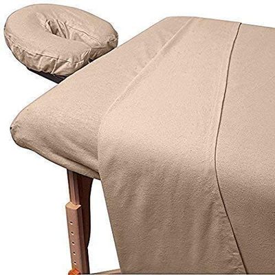 Dazzles Collection Massage Table Sheet Set 3-Piece 100% Egyptian Cotton, 600-Thread Count Breathable and Soft ( Beige Solid )