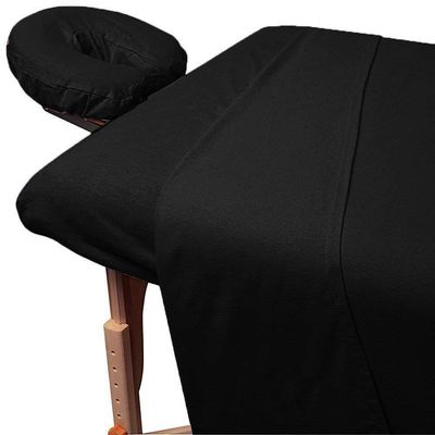 Dazzles Collection Massage Table Sheet Set 3-Piece 100% Egyptian Cotton, 600-Thread Count Breathable and Soft ( Black Solid )
