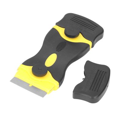 Cleaning Scraper, Razor Blade Scrapers ABS 2Pcs for Kitchen(Black+Yellow)