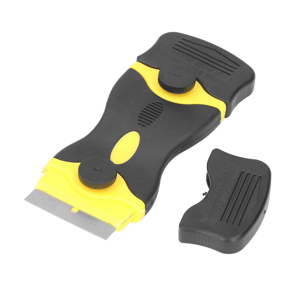 Cleaning Scraper, Razor Blade Scrapers ABS 2Pcs for Kitchen(Black+Yellow)