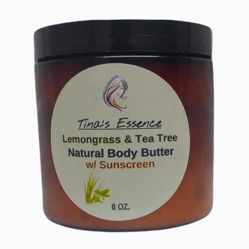 Tina's Essence Lemongrass-Tea Tree Natural Body Butter w/Sunscreen 8 oz.