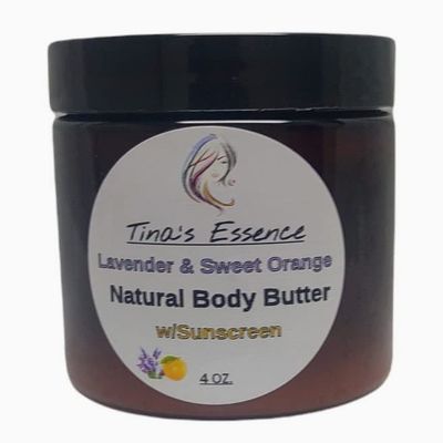 Tina's Essence Lavender-Sweet Orange Natural Body Butter w/Sunscreen 4 oz.