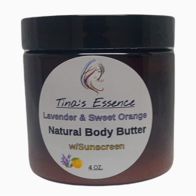 Tina's Essence Lavender-Sweet Orange Natural Body Butter w/Sunscreen 4 oz.