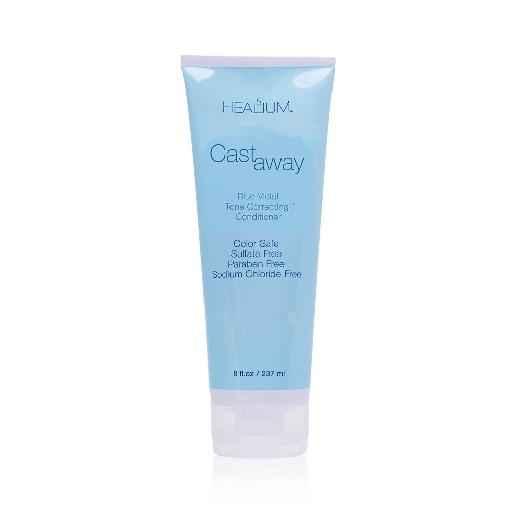 Healium 5 Castaway Hair Toning Conditioner 8 oz- Blue Purple Daily Conditioner to remove brassiness and enhance cool undertones in Blonde & Silver Hair