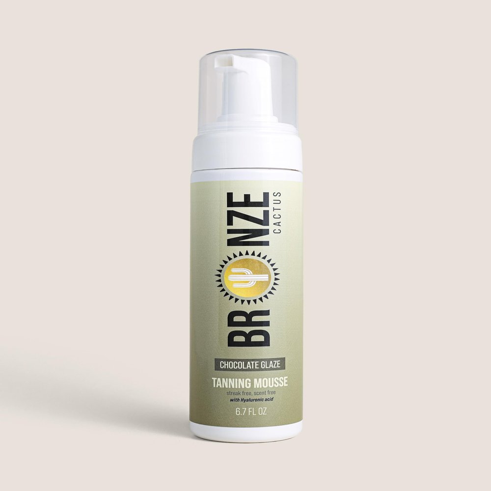 Bronze Cactus Chocolate Glaze Mousse  Deep Chocolate Self Tanner | Streak-Free, Fast Dry Foam | No Orange Tone | Face & Body | Natural Rich Brown Glow | Vegan Friendly | Hydrating Finish | 32 fl. Oz