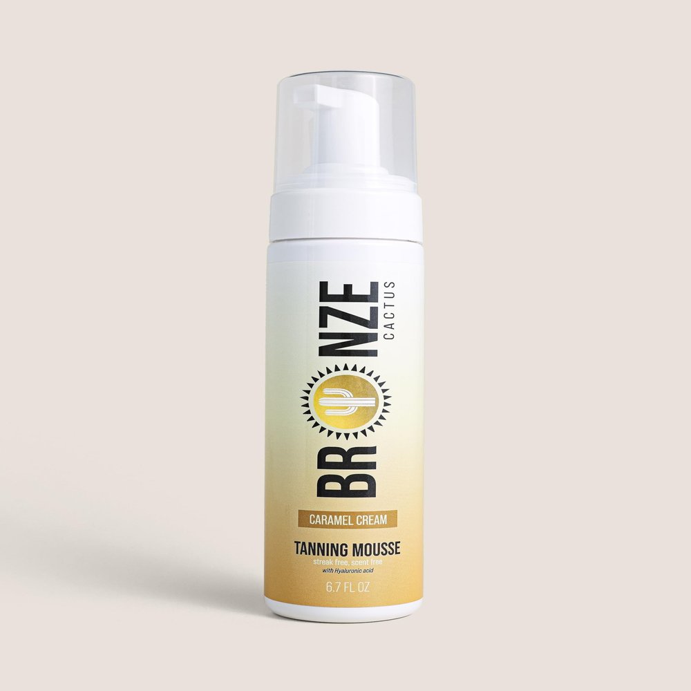 Bronze Cactus Caramel Cream Self Tanning Mousse  Vegan & Dermatologist Tested | Natural Ingredients | Unscented Formula for Face & Body | Smooth, Streak-Free Glow for All Skin Types | 6.7 fl oz