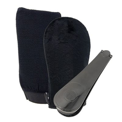 Bronze Cactus Ready To Glow Bundle Tools  Applicator Mitt, Exfoliating Mitt & Back Applicator | For Even Self-Tan & Body Care | Smooth Application, All Skin Types | Perfect Tools for Radiant Glow