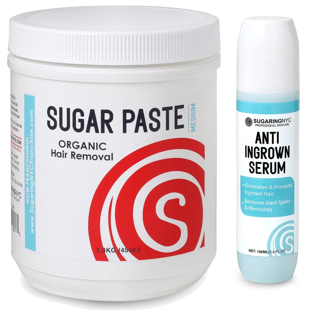 Sugaring NYC Medium 45oz Paste for Brazilian Bikini kit with Anti-Ingrown Solution with Roller Applicator