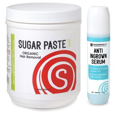 Sugaring Hard paste for Professional use for Coarse Hair on Large Areas kit with Anti-Ingrown Solution Roller Applicator