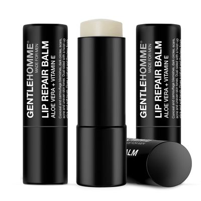 Gentlehomme - Lip Repair Balm - Mens Lip Balm with SPF 15 - With Aloe Vera & Vitamin E - Repair & Hydrate Dry, Cracked, Chapped Lips - Long-Lasting Moisture - Clear Balm - Lip Care - Vegan - 3 Pack
