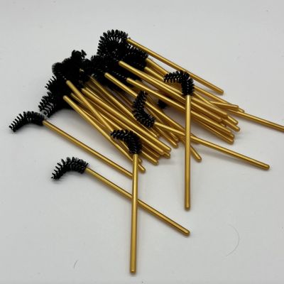 Alluring Disposable Curved Head Mascara Wands/Brushes Eyelash Extension - Color Brushes (Gold 50 pcs)