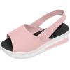 oiangi Slingback Sandals for Women Summer Comfy Open Toe Ankle Strap Hook&Loop Wedge Sandals Solid Shallow Mouth Casual Non-Slip Platform Beach Shoes Pink view 1