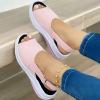 oiangi Slingback Sandals for Women Summer Comfy Open Toe Ankle Strap Hook&Loop Wedge Sandals Solid Shallow Mouth Casual Non-Slip Platform Beach Shoes Pink view 2
