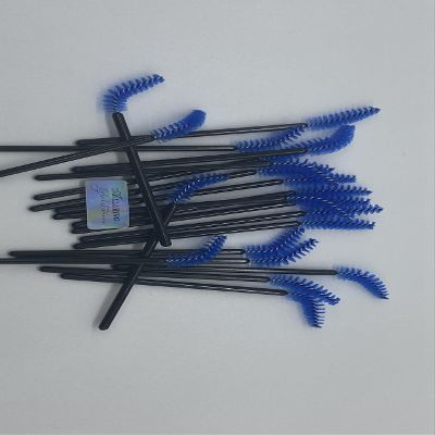 Alluring Disposable Curved Head Mascara Wands/Brushes Eyelash Extension - Color Brushes (Blue 50 pcs)