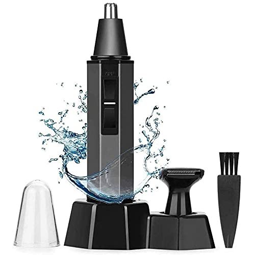Feilx Ear and Nose Hair Trimmer Clipper,for Men and Women,Battery-Operated,Waterproof Dual Edge Blades for Easy,Built-in LED Light.